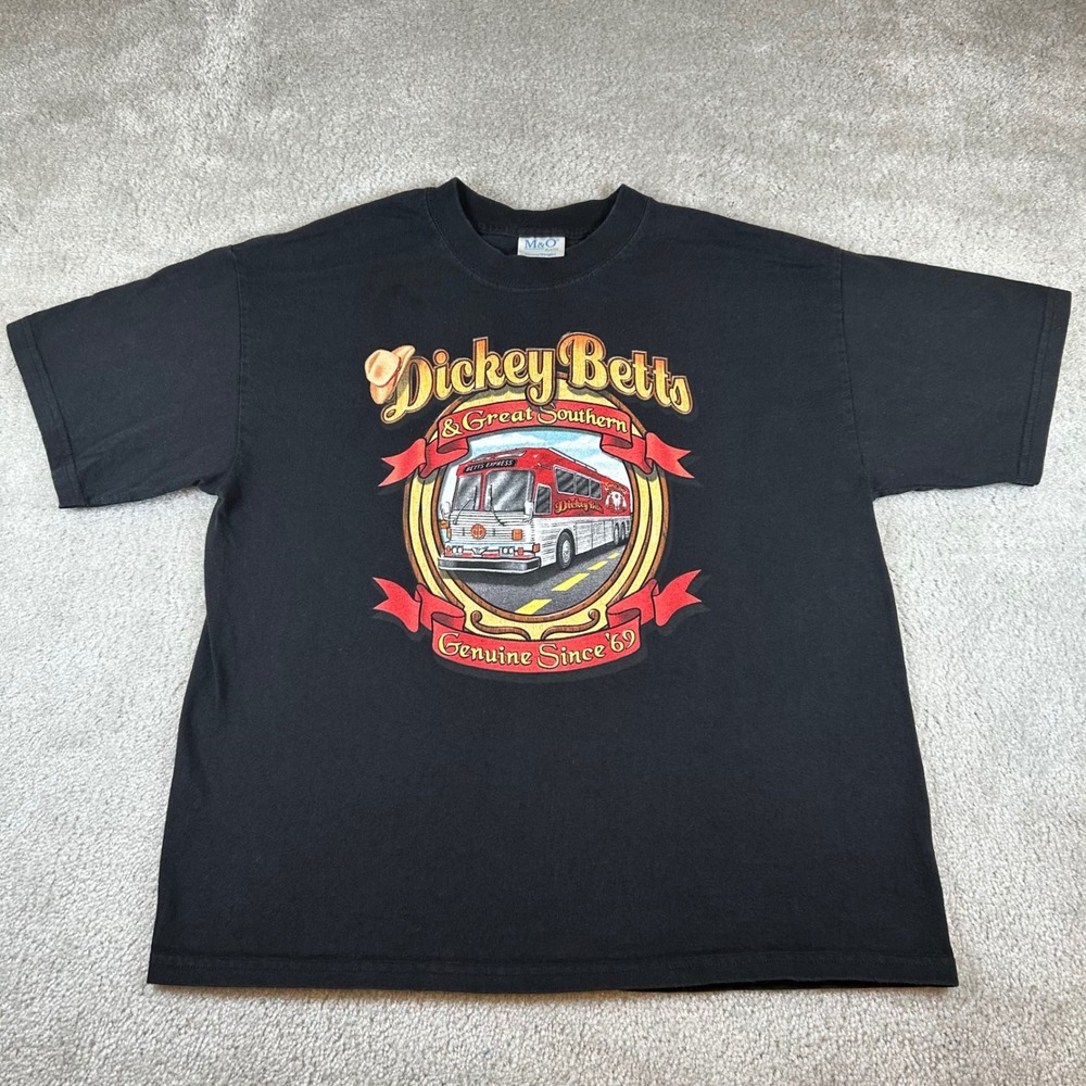 Vintage Dickey Betts Great Southern T-Shirt Mens Large Black Tour Bus Graphic